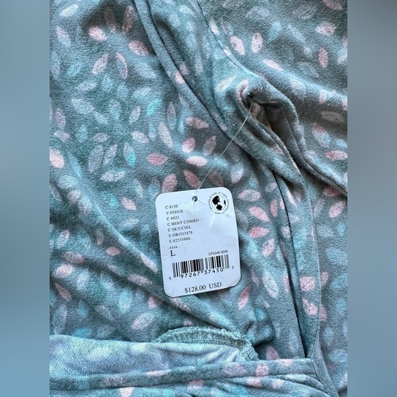 #164 NWT Free People Shayla Wrap Midi Dress in Mint Combo - Picture 9 of 9